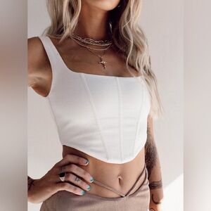 Princess Polly Kaeshia Rib Bustier- white, size 4